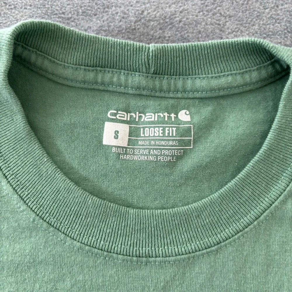 Carhartt Mens Loose Fit Short Sleeve Pocket T-Shirt Sage Green Small K87 Tee - Picture 4 of 7